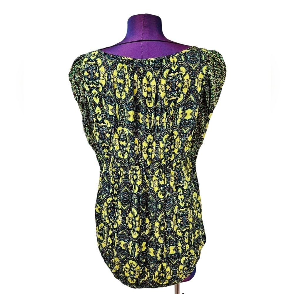 Unity World Wear Bohemian Style Blouse Chartreuse… - image 5